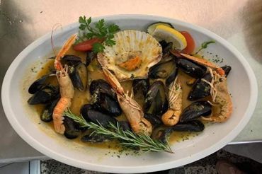 Mediterranean food, shrimps, mussels - Lopar island of Rab